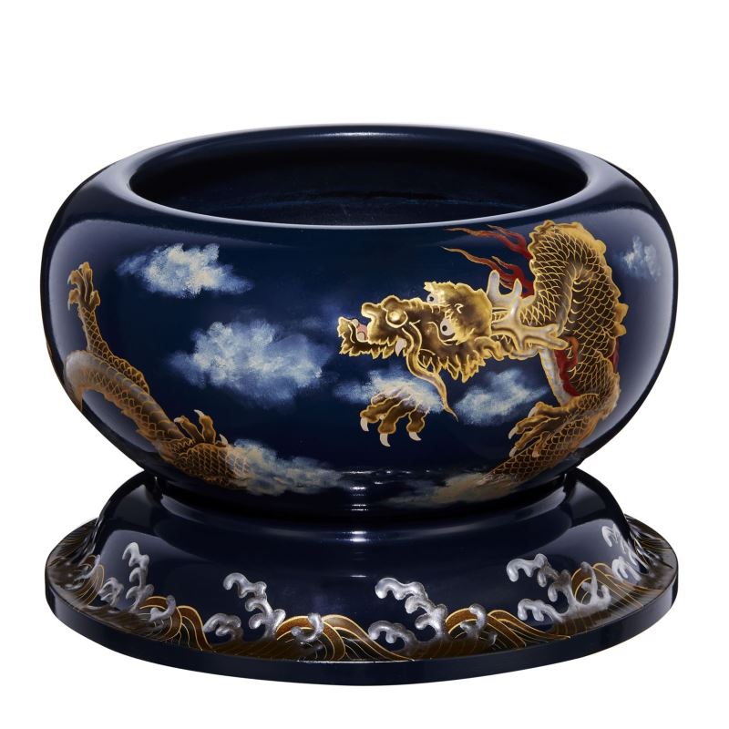 【感恩金屬】雲龍_金箔聚寶盆｜銅胎漆器｜花器香爐魚缸_2