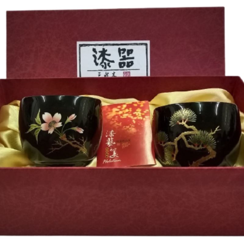 【樺泰漆器】五葉松/山櫻花品茗對杯禮盒(2入)｜天然漆器_3